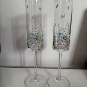 Target Floral Champagne Flutes - Pink and Blue